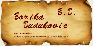 Borika Duduković vizit kartica